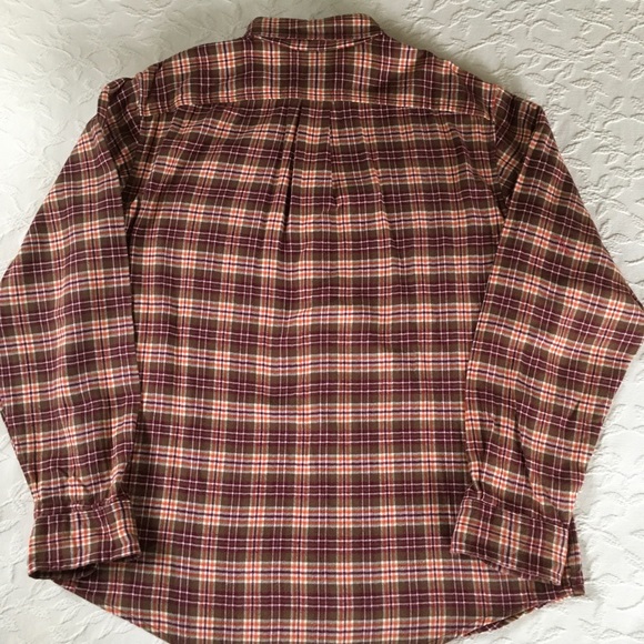 LANDS END Brown Plaid Flannel Shirt Mens L 16-16.5 - Picture 4 of 4